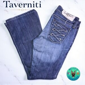 Taverniti‎ So Jeans Womens 29 Sergeant Pepper Flare Jeans Y2K Low Rise Grunge